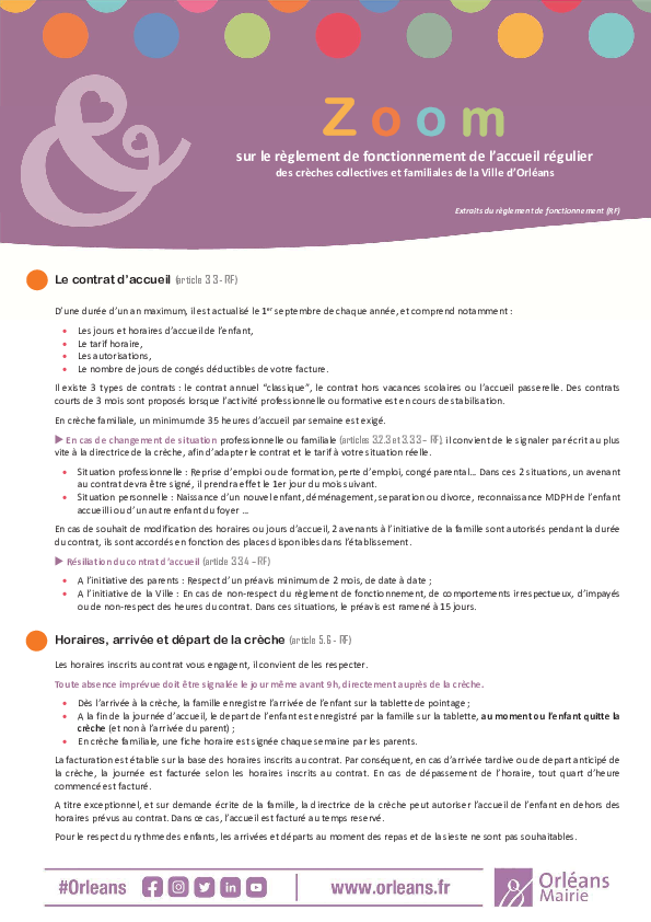 Extraits des règlements petite enfance, haltes garderies et mini club 2025